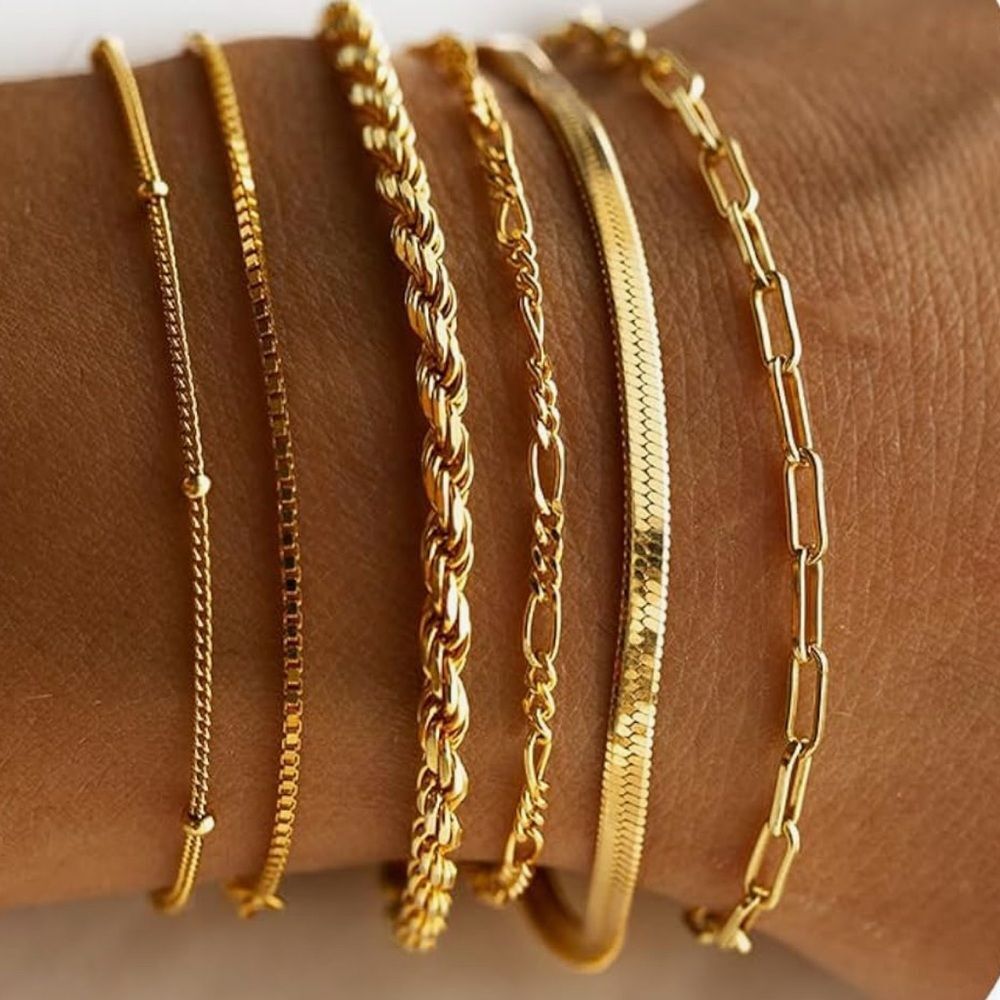 NEW 14K Real Gold Plated Elegant Gold Bracelet Set
